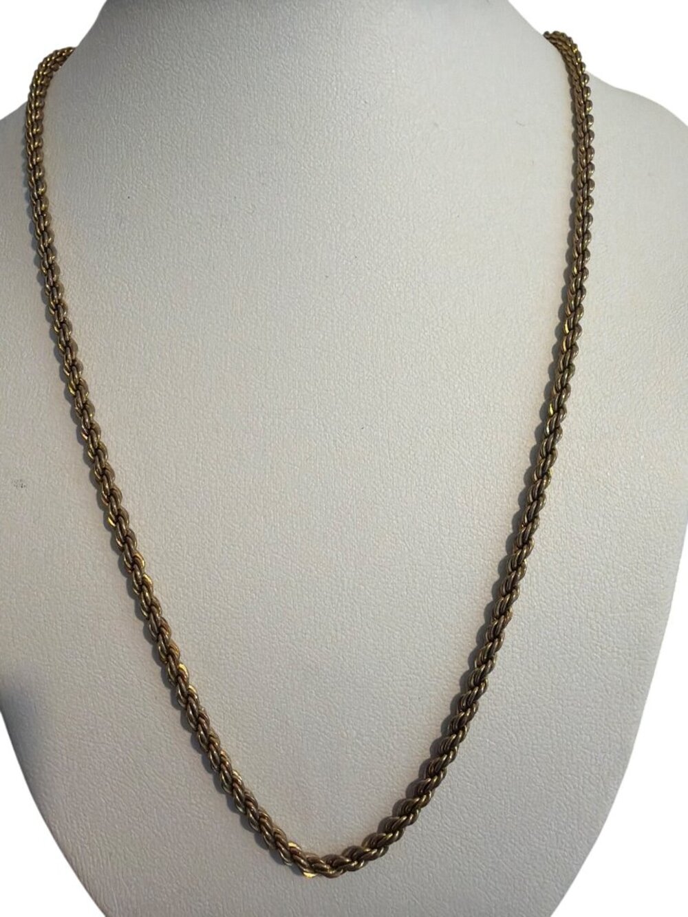 Vintage Gold Tone Rope Chain Necklace Lobster Clasp 18" Layer Estate 12.3g READ